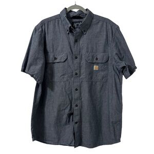 Carhartt Loose Fit Midweight Chambray Short Sleeve Shirt Large Blue Denim Cotton